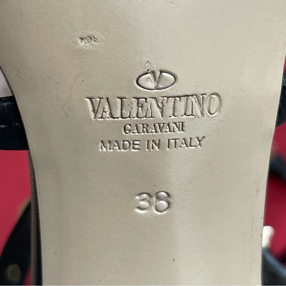 Valentino Garavani Black Rockstud Calfskin Ankle Strap Sandal 60 Mm 38 - Picture 6 of 12